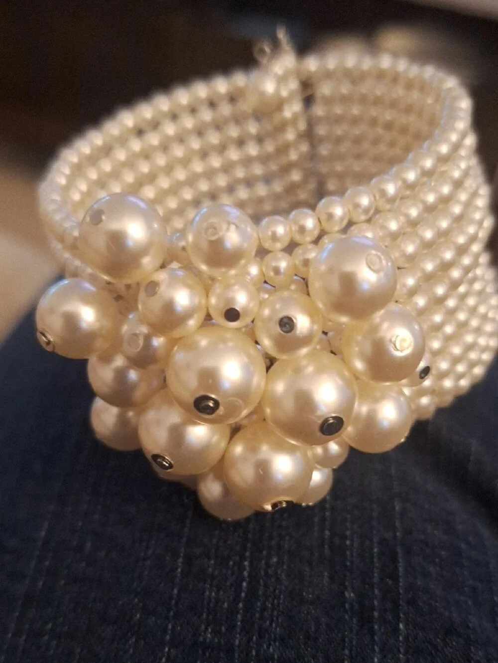 Pearl Cluster Multi-Strand Bracelet - Ivory Pearls